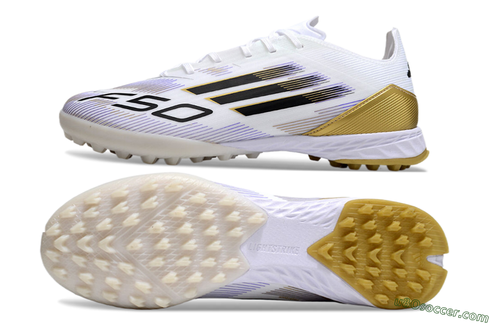 Adidas F50 Pro TF Artificial Turf Soccer Shoes - White/Black/Yellow 0