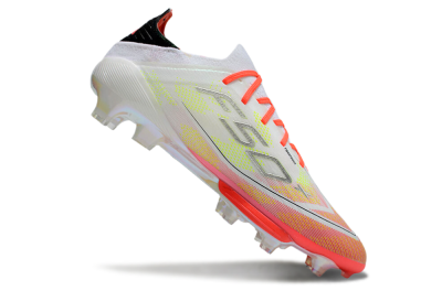 Adidas F50 Lightstrike Elite Laceless FG Firm Ground Soccer Cleats - White/Red/Yellow