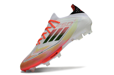 Adidas F50 Lightstrike Elite Laceless FG Firm Ground Soccer Cleats - White/Red/Yellow