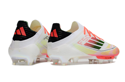 Adidas F50 Lightstrike Elite Laceless FG Firm Ground Soccer Cleats - White/Red/Yellow