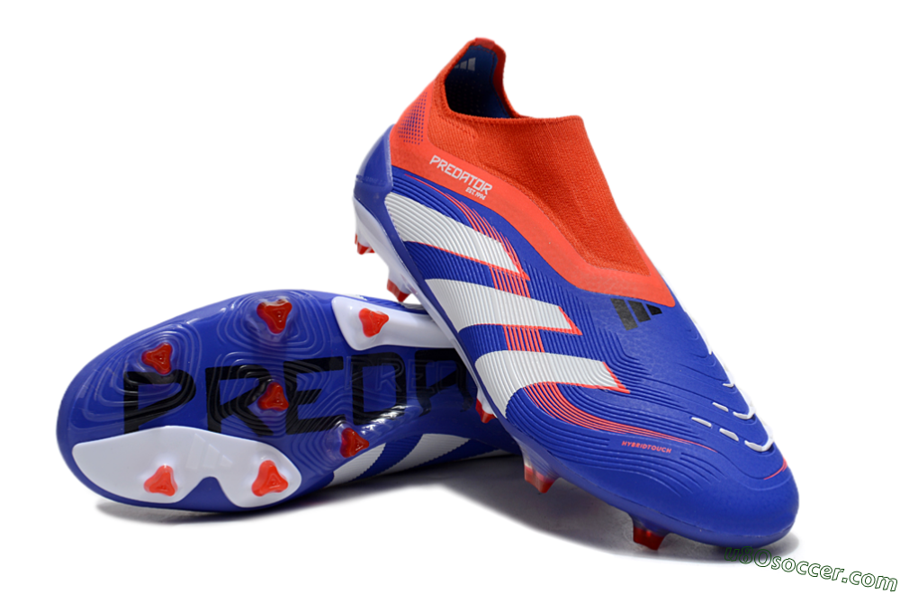 Adidas Predator 25 Elite Laceless FG Firm Ground Soccer Cleats - Blue/White/Red 3