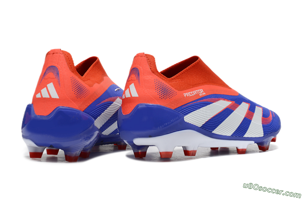 Adidas Predator 25 Elite Laceless FG Firm Ground Soccer Cleats - Blue/White/Red 6
