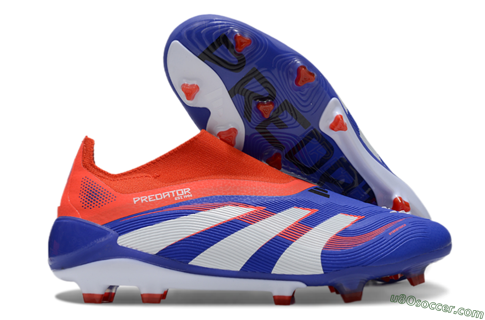 Adidas Predator 25 Elite Laceless FG Firm Ground Soccer Cleats - Blue/White/Red 1