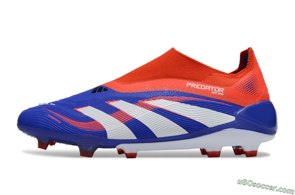 Adidas Predator 25 Elite Laceless FG Firm Ground Soccer Cleats - Blue/White/Red 2