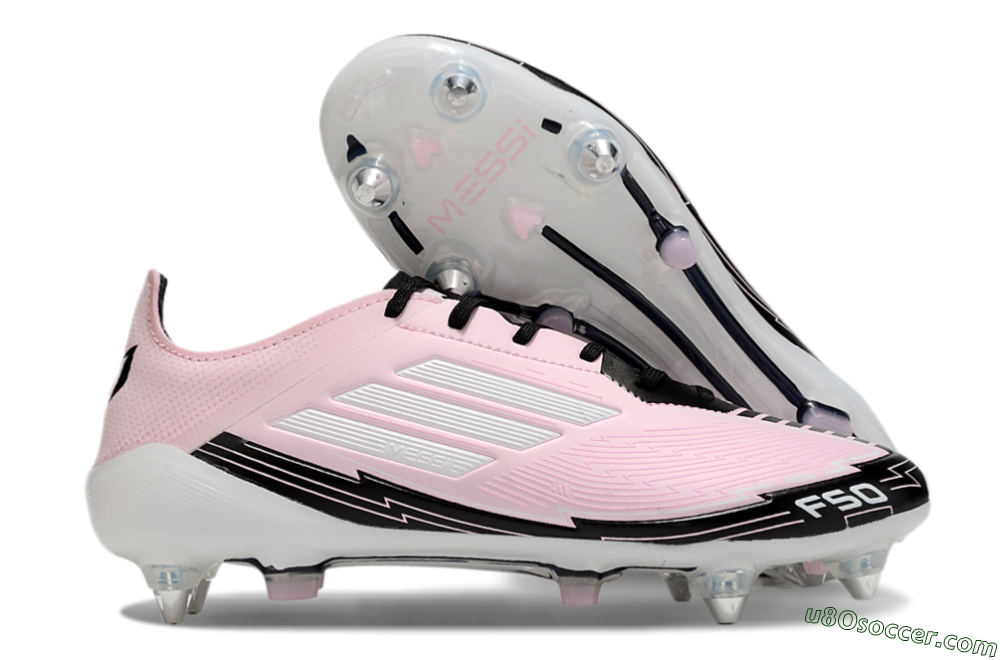 Messi x Adidas F50 Elite SG Soft Ground Soccer Cleats - Pink/White/Black 1