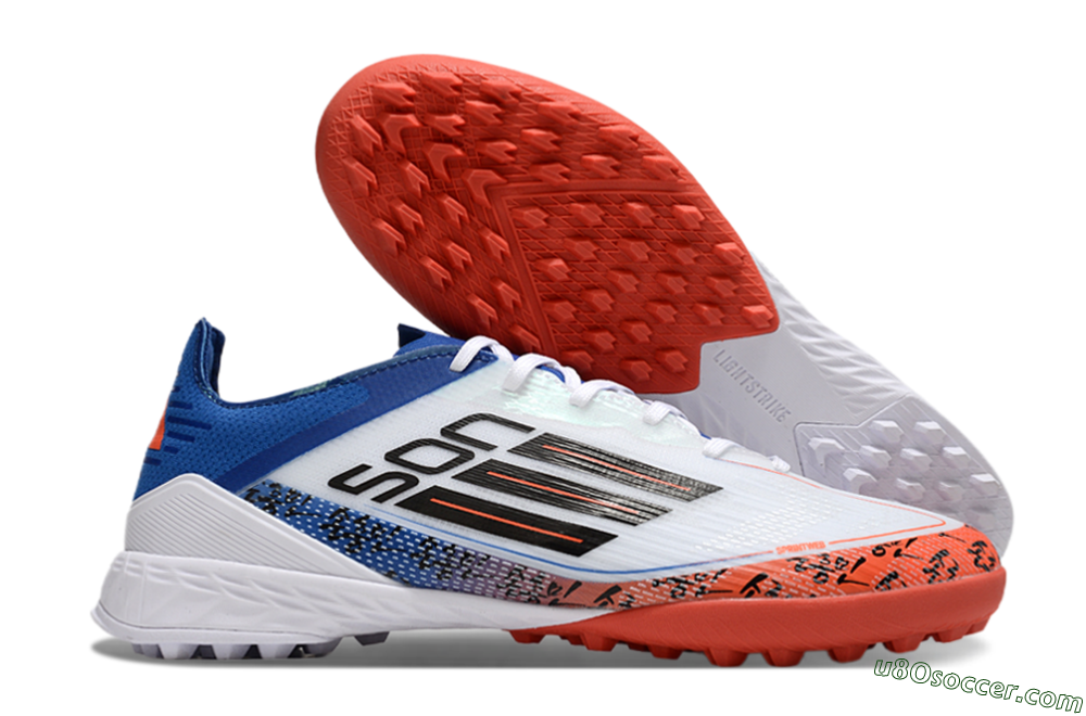 Adidas F50 Elite TF Artificial Turf Soccer Shoes - White/Black/Blue/Red 1