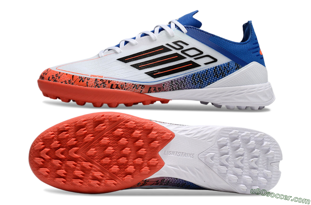 Adidas F50 Elite TF Artificial Turf Soccer Shoes - White/Black/Blue/Red 0