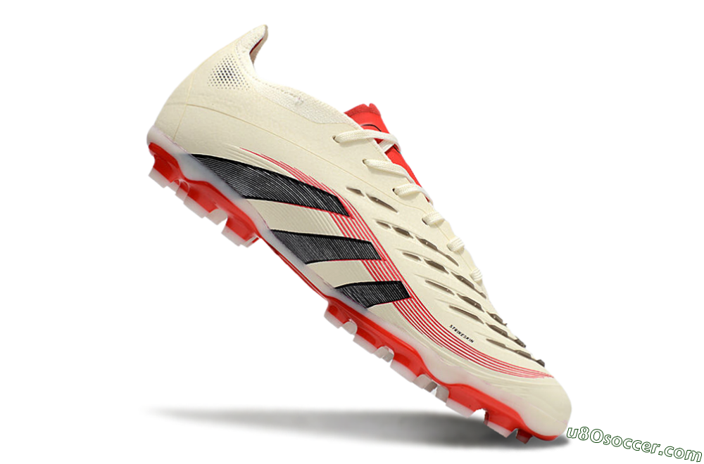 Adidas Predator 25+ Elite AG Artificial Grass Soccer Cleats - Beige/Red/Black 4