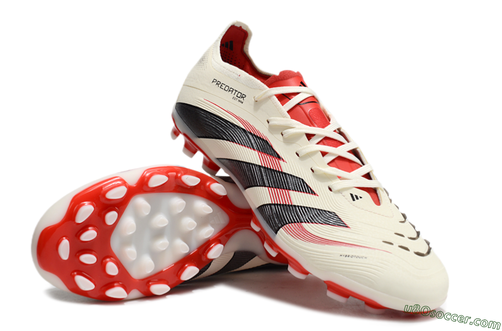 Adidas Predator 25+ Elite AG Artificial Grass Soccer Cleats - Beige/Red/Black 3