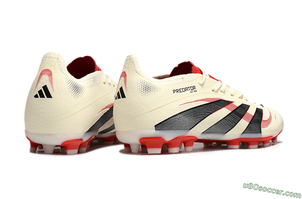 Adidas Predator 25+ Elite AG Artificial Grass Soccer Cleats - Beige/Red/Black 6