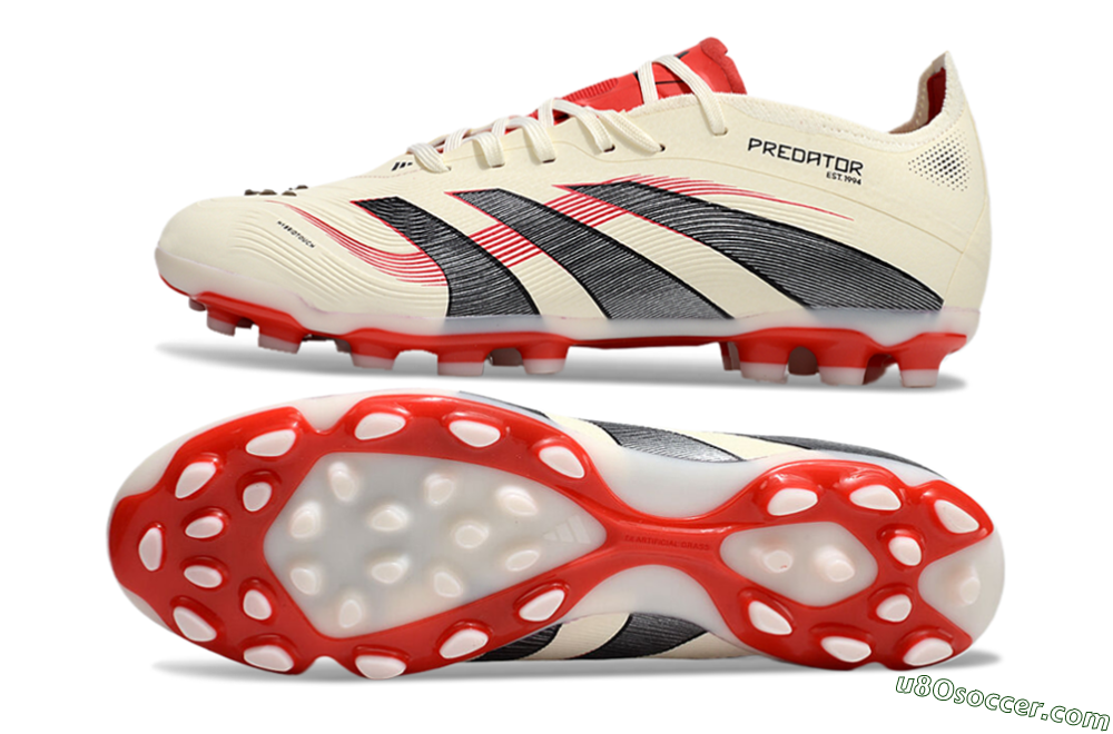 Adidas Predator 25+ Elite AG Artificial Grass Soccer Cleats - Beige/Red/Black 0