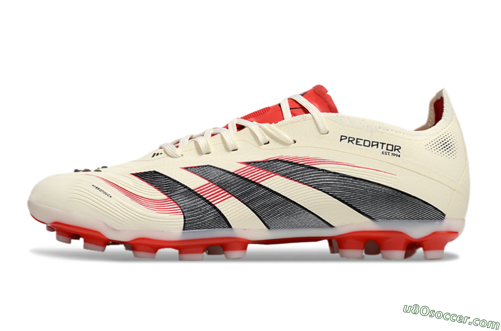 Adidas Predator 25+ Elite AG Artificial Grass Soccer Cleats - Beige/Red/Black 2