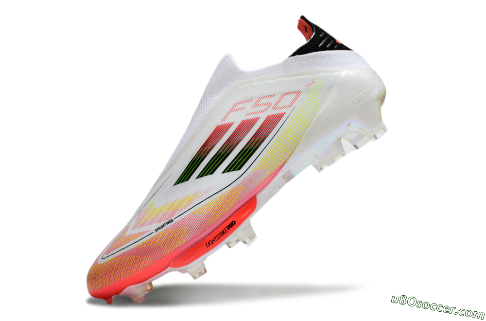 Adidas F50 Elite Lightstrike Laceless FG Firm Ground Soccer Cleats - White/Red/Yellow 5