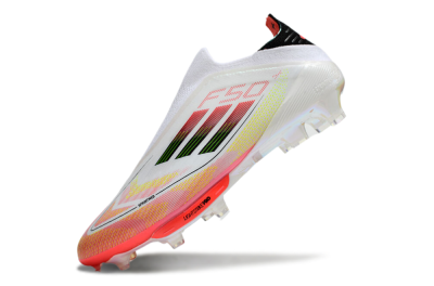 Adidas F50 Elite Lightstrike Laceless FG Firm Ground Soccer Cleats - White/Red/Yellow