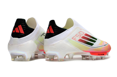Adidas F50 Elite Lightstrike Laceless FG Firm Ground Soccer Cleats - White/Red/Yellow