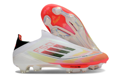Adidas F50 Elite Lightstrike Laceless FG Firm Ground Soccer Cleats - White/Red/Yellow