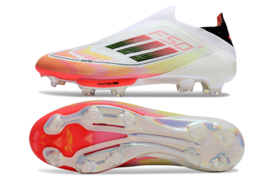 Adidas F50 Elite Lightstrike Laceless FG Firm Ground Soccer Cleats - White/Red/Yellow