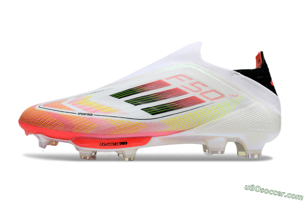 Adidas F50 Elite Lightstrike Laceless FG Soccer Cleats - White/Red