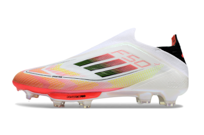 Adidas F50 Elite Lightstrike Laceless FG Firm Ground Soccer Cleats - White/Red/Yellow
