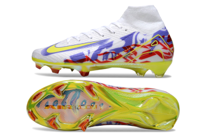 Nike Air Zoom Mercurial Superfly 10 Elite FG Firm Ground Soccer Cleats - White/Purple/Yellow/Red