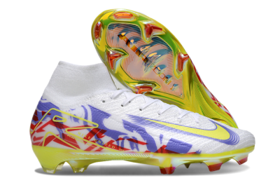Nike Air Zoom Mercurial Superfly 10 Elite FG Firm Ground Soccer Cleats - White/Purple/Yellow/Red
