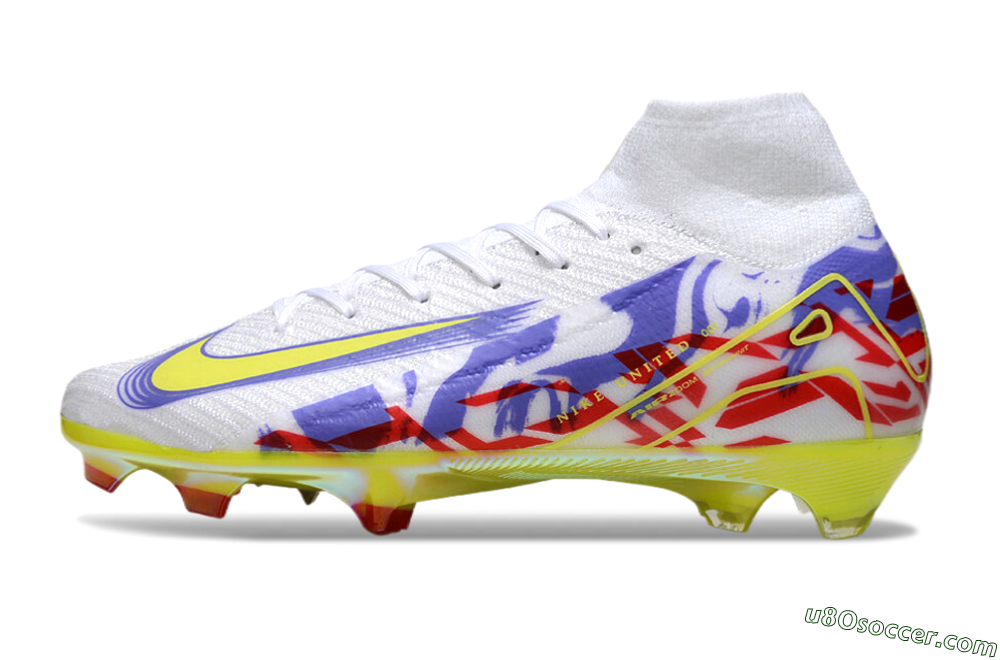 Nike Air Zoom Mercurial Superfly 10 Elite FG Firm Ground Soccer Cleats - White/Purple/Yellow/Red 2