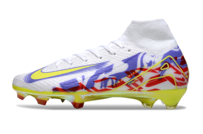 Nike Air Zoom Mercurial Superfly 10 Elite FG Firm Ground Soccer Cleats - White/Purple/Yellow/Red