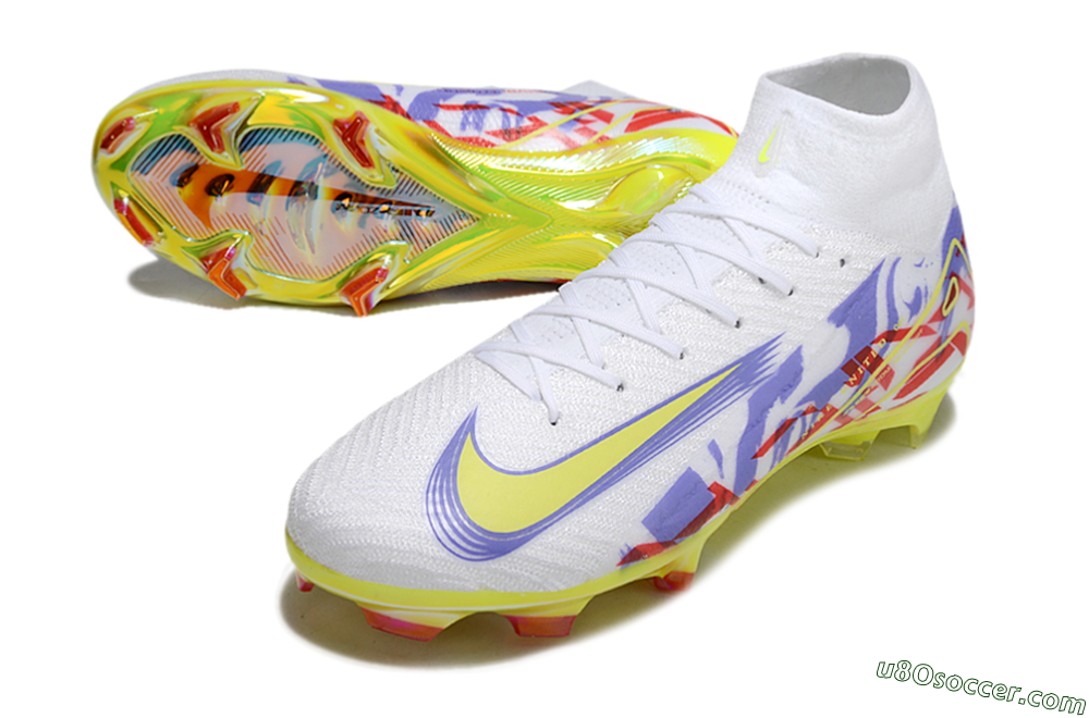 Nike Air Zoom Mercurial Superfly 10 Elite FG Firm Ground Soccer Cleats - White/Purple/Yellow/Red 3
