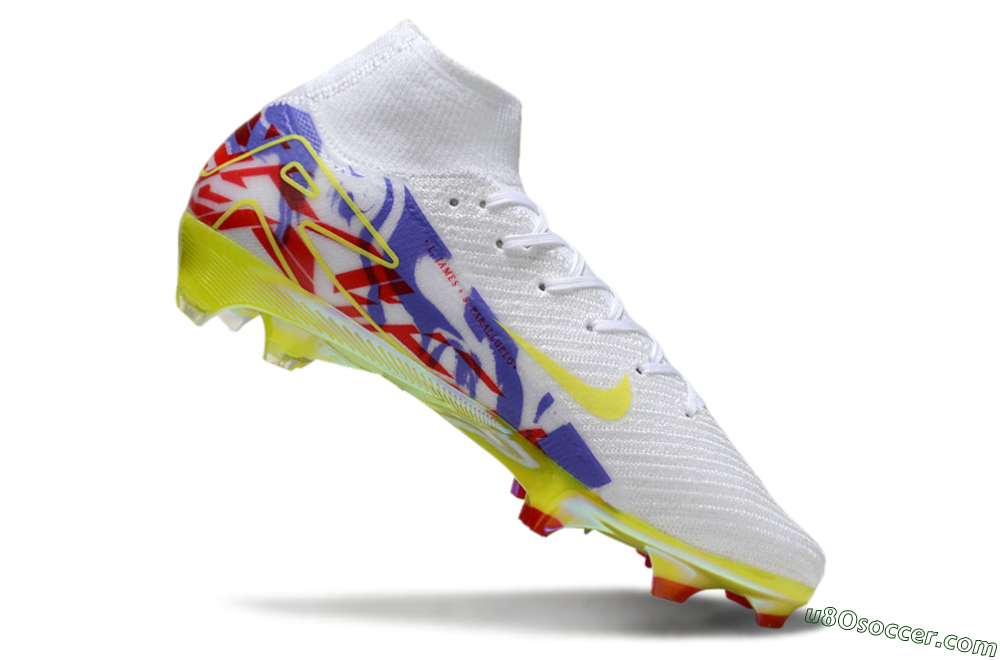 Nike Air Zoom Mercurial Superfly 10 Elite FG Firm Ground Soccer Cleats - White/Purple/Yellow/Red 4