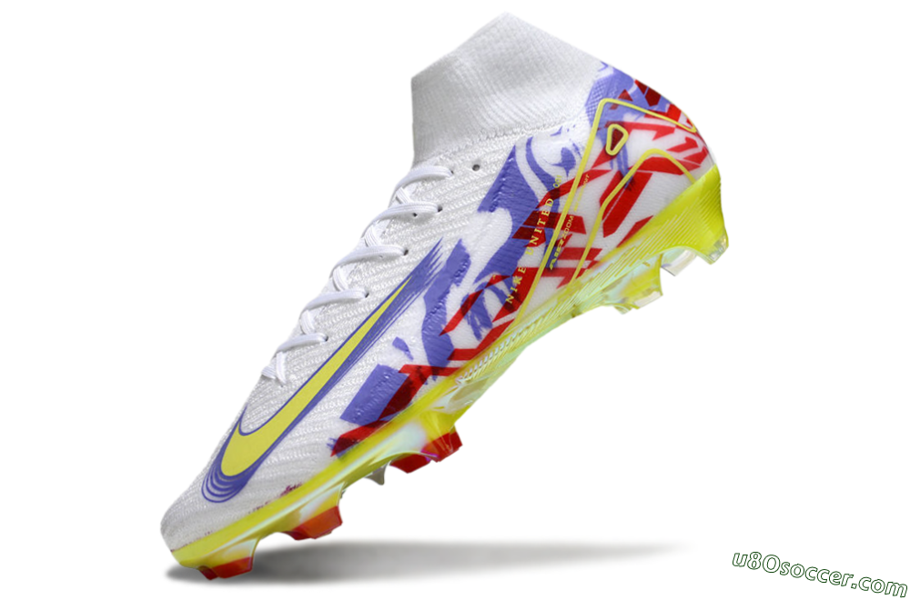 Nike Air Zoom Mercurial Superfly 10 Elite FG Firm Ground Soccer Cleats - White/Purple/Yellow/Red 5