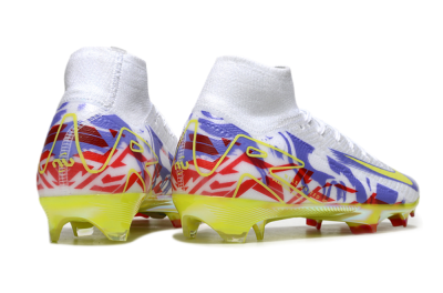 Nike Air Zoom Mercurial Superfly 10 Elite FG Firm Ground Soccer Cleats - White/Purple/Yellow/Red