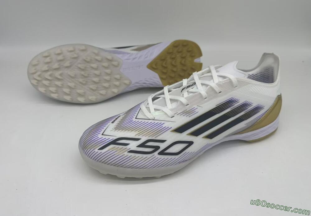 Adidas F50 Pro TF Artificial Turf Soccer Shoes - White/Black/Yellow