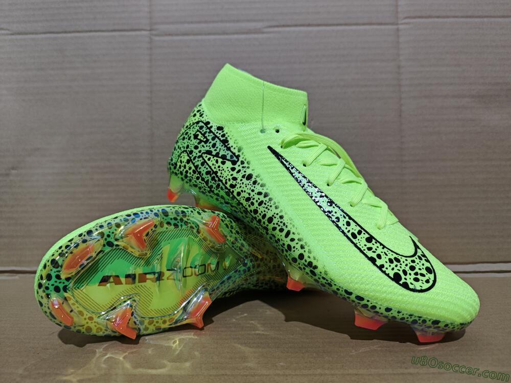 Nike Air Zoom Mercurial Superfly 10 Elite FG Firm Ground Soccer Cleats - Yellow/Black/Leopard