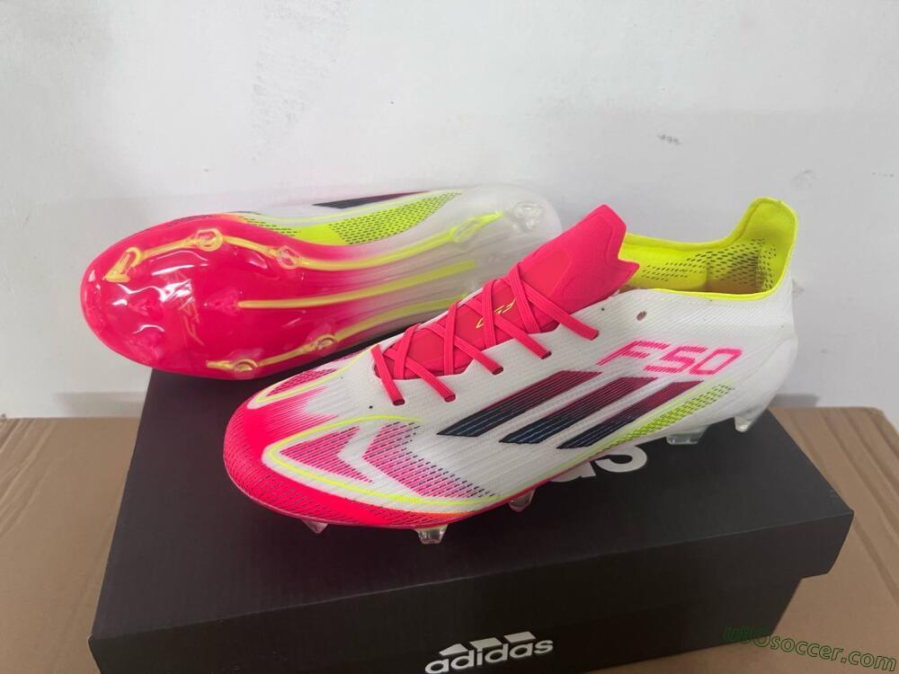 Adidas F50 Elite FG Firm Ground Soccer Cleats - White/Red/Yellow