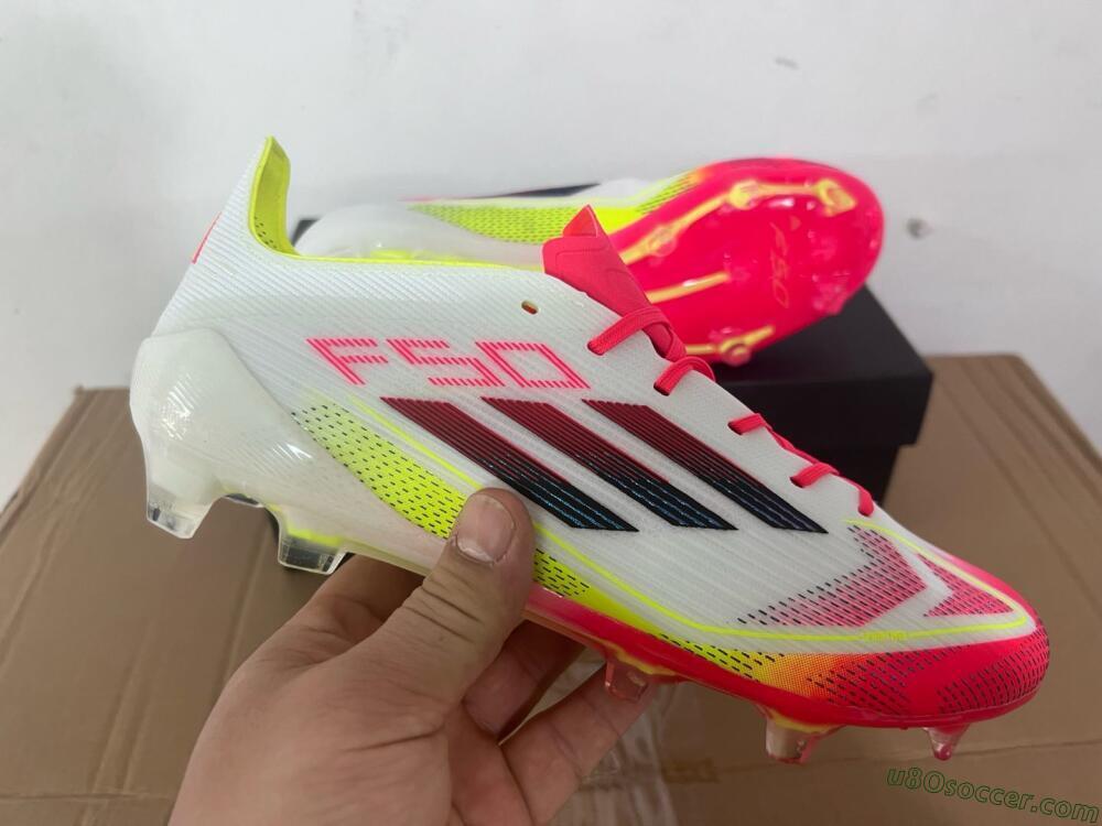 Adidas F50 Elite FG Firm Ground Soccer Cleats - White/Red/Yellow