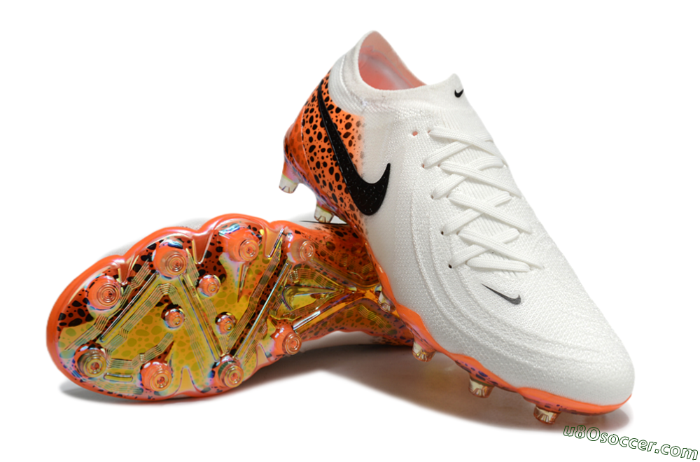 Nike Phantom Luna Elite AG Artificial Grass Soccer Cleats - White/Orange/Black 3