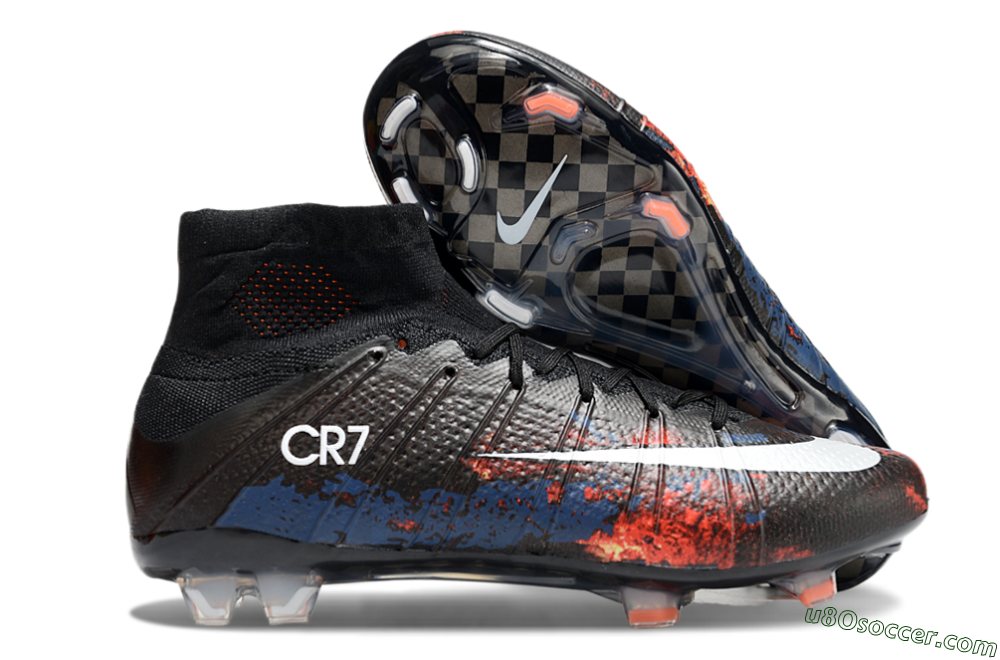 Nike Mercurial Superfly 4 CR7 FG Firm Ground Soccer Cleats - Black/White/Red 1