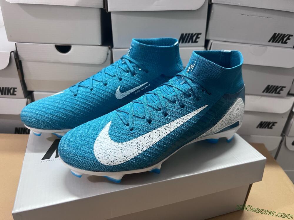 Nike Air Zoom Mercurial Superfly 10 Elite FG Firm Ground Soccer Cleats - Blue/White/Gold