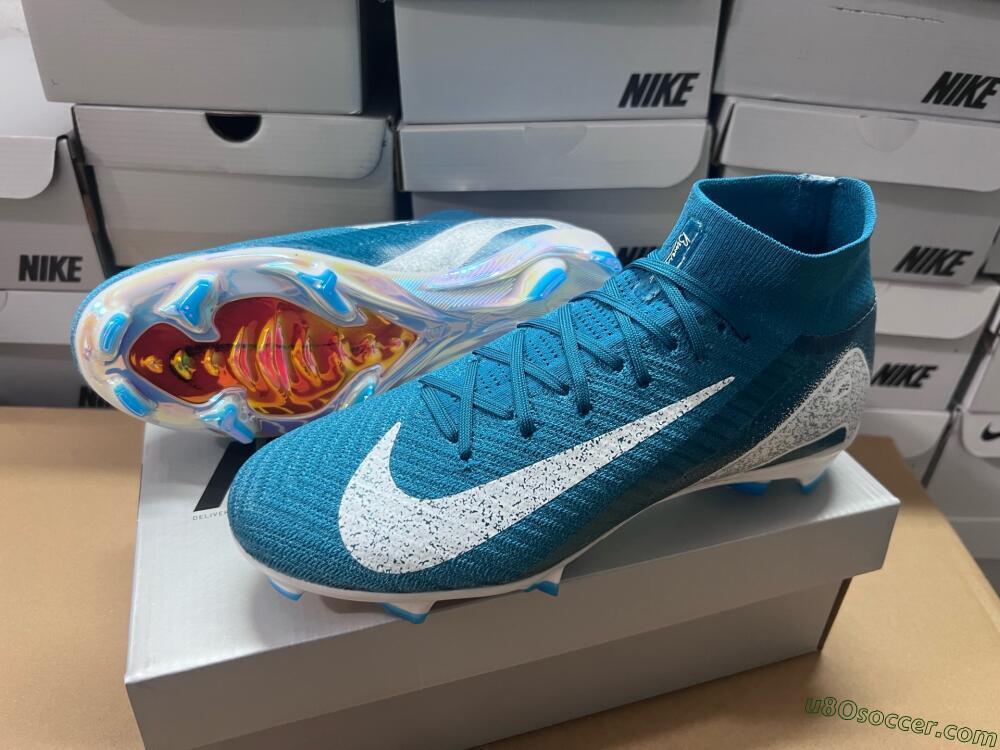 Nike Air Zoom Mercurial Superfly 10 Elite FG Firm Ground Soccer Cleats - Blue/White/Gold