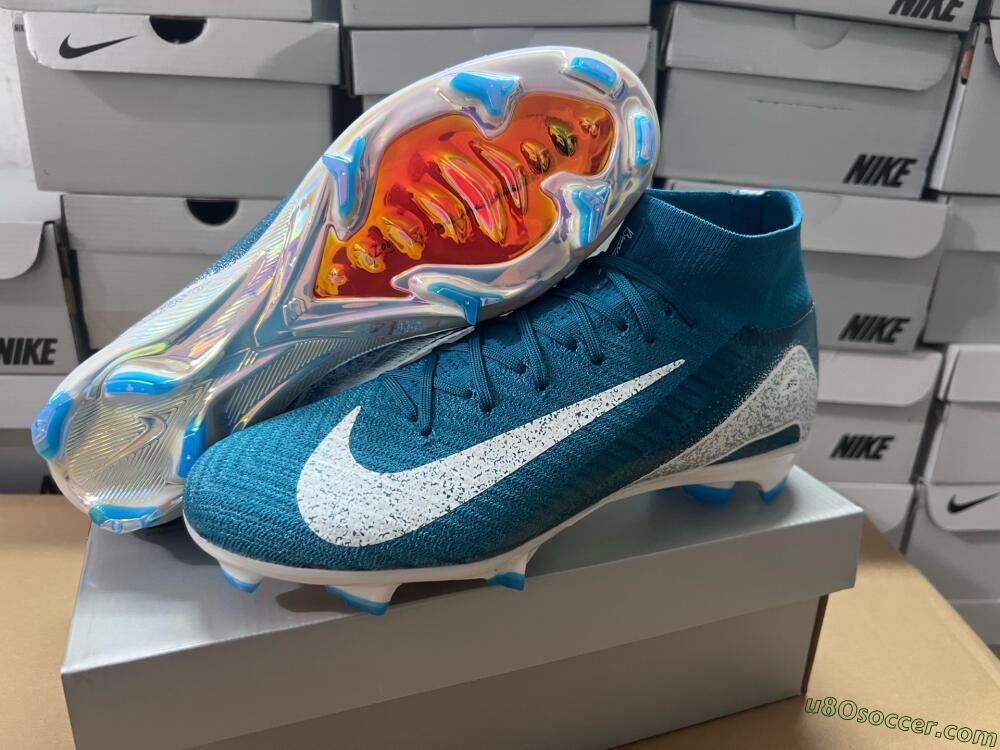 Nike Air Zoom Mercurial Superfly 10 Elite FG Firm Ground Soccer Cleats - Blue/White/Gold