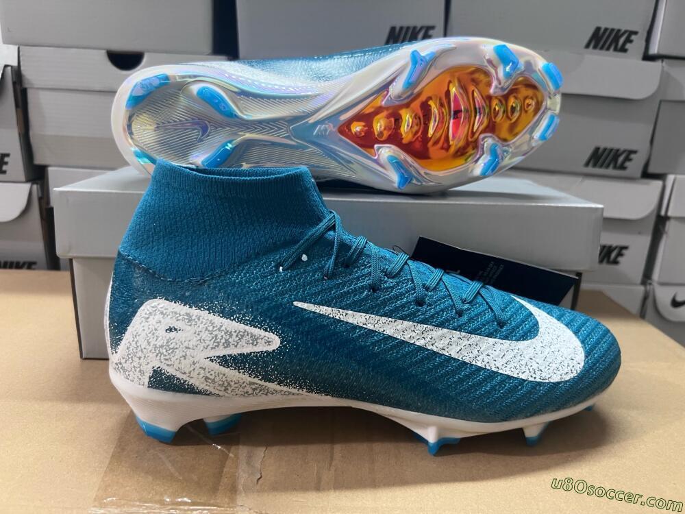 Nike Air Zoom Mercurial Superfly 10 Elite FG Firm Ground Soccer Cleats - Blue/White/Gold