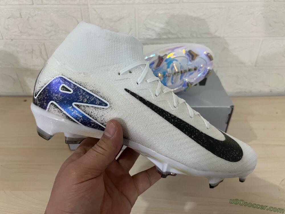 Nike Air Zoom Mercurial Superfly 10 Elite FG Firm Ground Soccer Cleats - White/Black/Blue