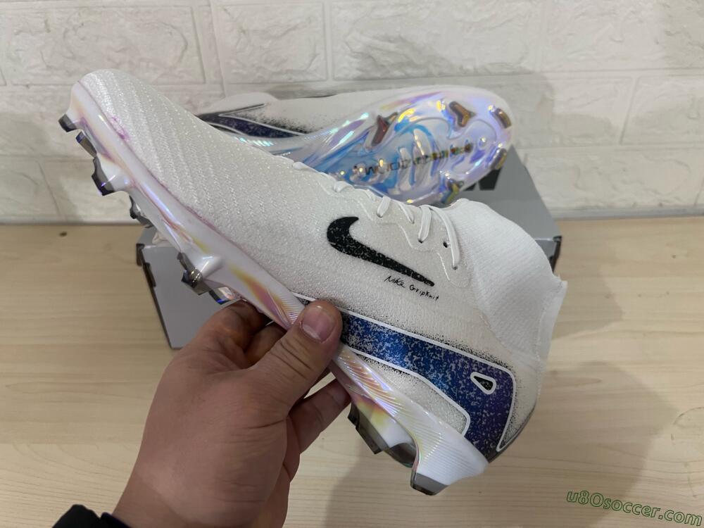 Nike Air Zoom Mercurial Superfly 10 Elite FG Firm Ground Soccer Cleats - White/Black/Blue