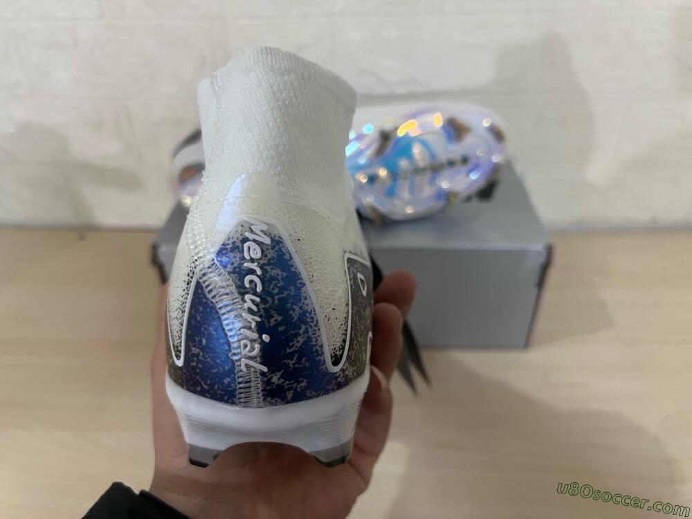Nike Air Zoom Mercurial Superfly 10 Elite FG Firm Ground Soccer Cleats - White/Black/Blue
