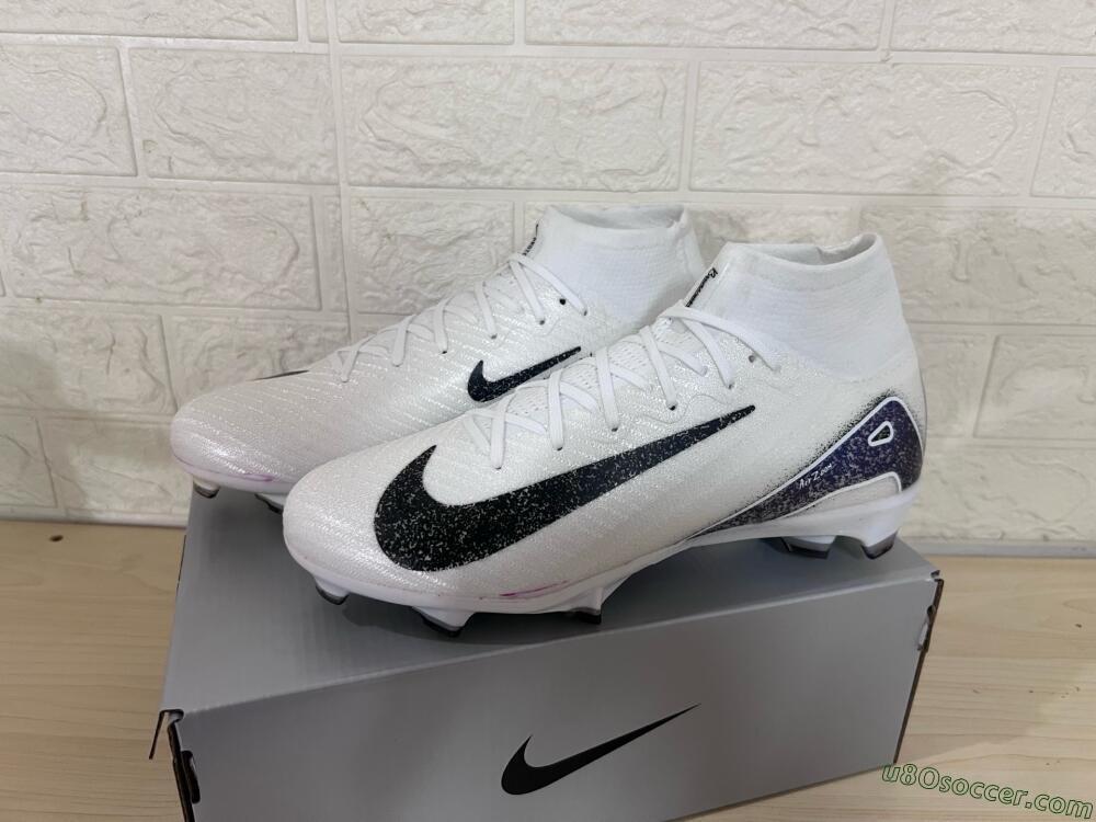 Nike Air Zoom Mercurial Superfly 10 Elite FG Firm Ground Soccer Cleats - White/Black/Blue