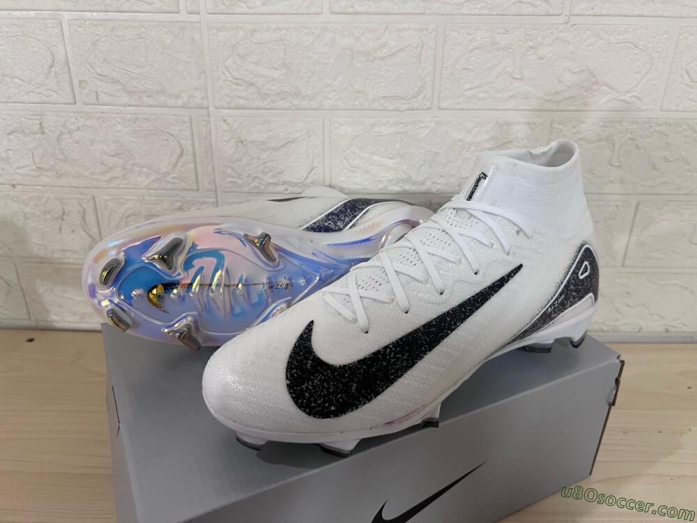 Nike Air Zoom Mercurial Superfly 10 Elite FG Firm Ground Soccer Cleats - White/Black/Blue