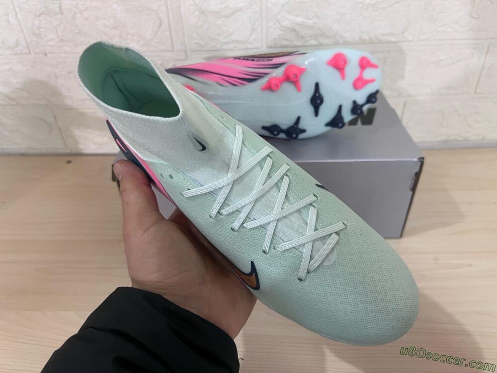 Nike Air Zoom Mercurial Superfly 10 Elite AG Artificial Grass Soccer Cleats - Jade/Gold/Pink