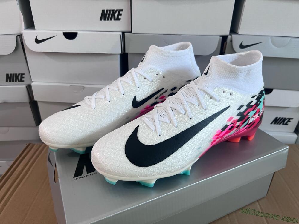 Nike Air Zoom Mercurial Superfly 10 Elite FG Firm Ground Soccer Cleats - White/Black/Red