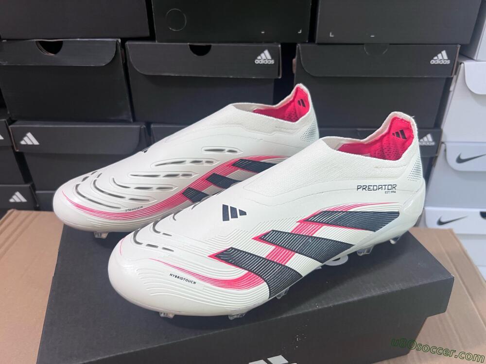 Adidas Predator Elite Laceless FG Firm Ground Soccer Cleats - Beige/Red/Black