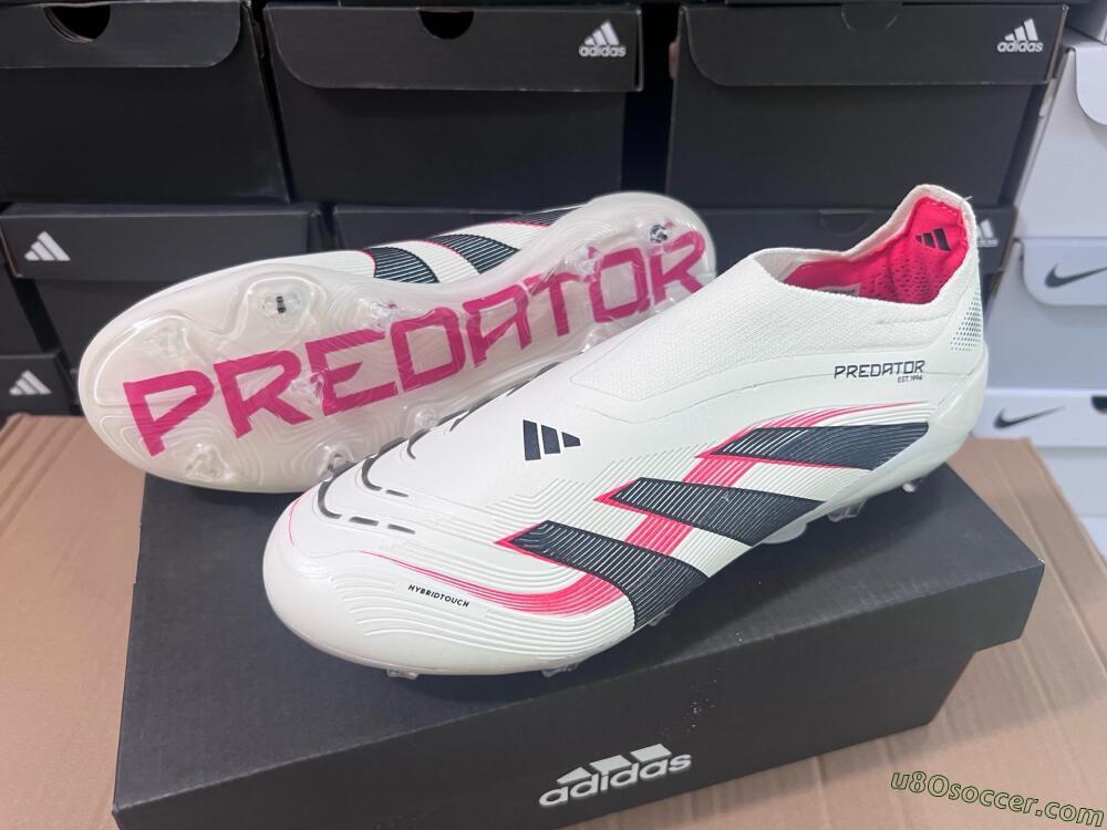 Adidas Predator Elite Laceless FG Firm Ground Soccer Cleats - Beige/Red/Black